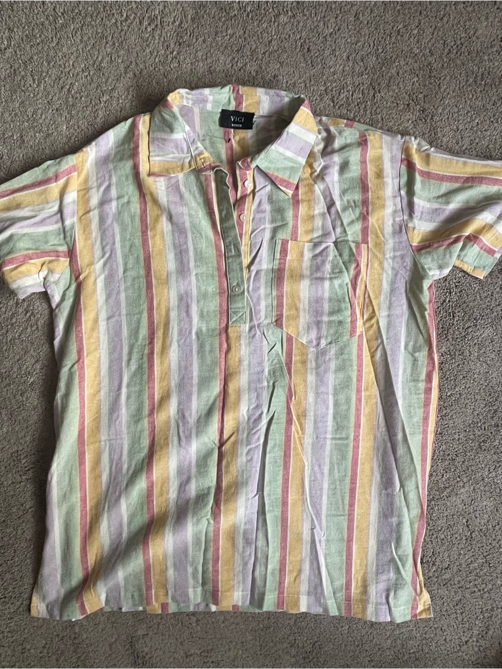 VICI Women’s Pastel Stripe Short Sleeve Shirt